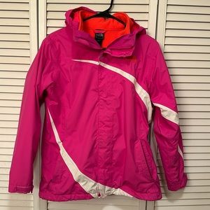 North Face Girls XL 18 Winter Double Layer Coat Ski Jacket Pink Orange